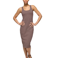 WOMEN'S PRANA HEAVANA RACERBACK MIDI DRESS | CAROB HEATHER