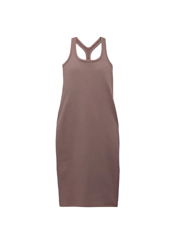 WOMEN'S PRANA HEAVANA RACERBACK MIDI DRESS | CAROB HEATHER