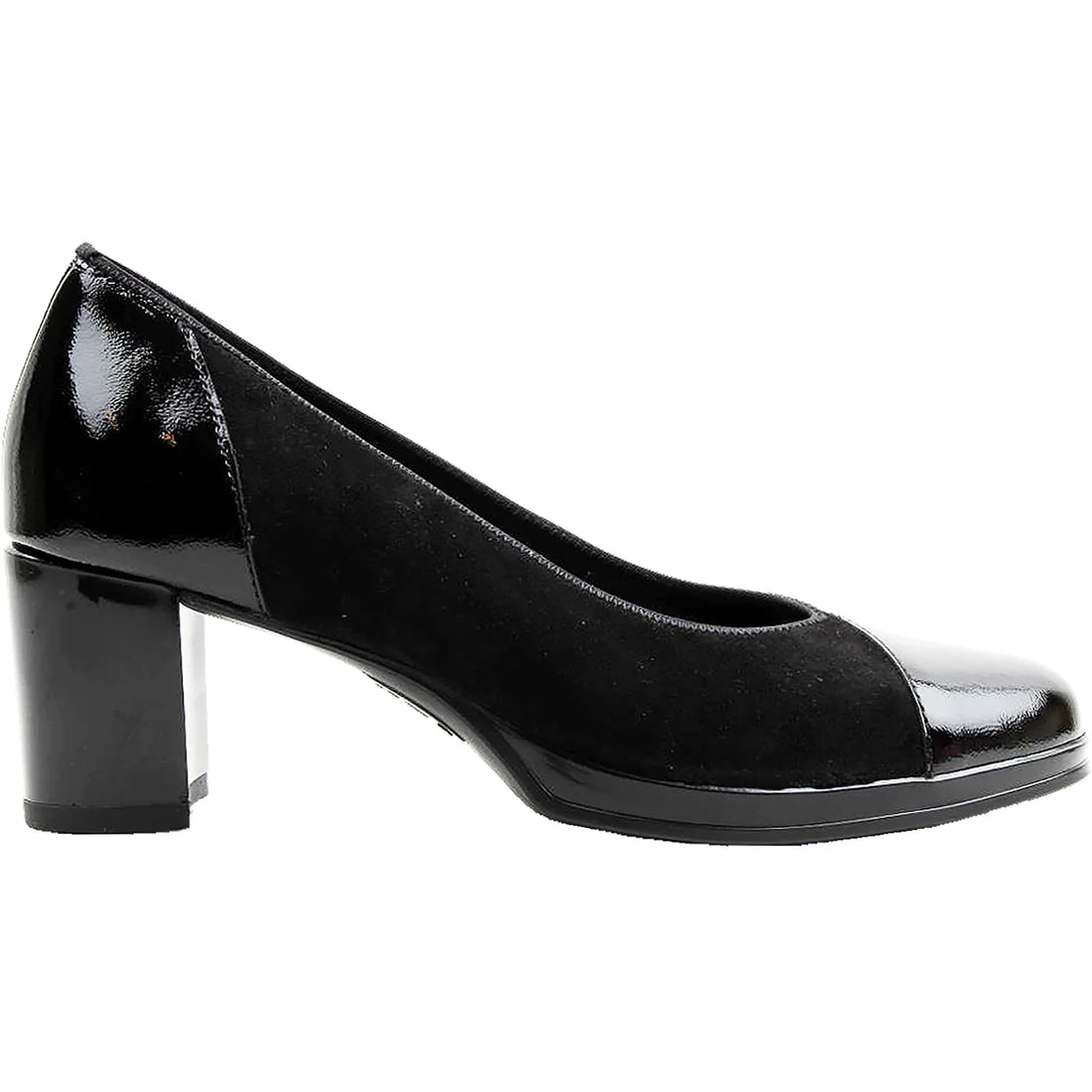 WOMEN'S ARA CONCORD MIXED MEDIA PUMP | BLACK PATENT