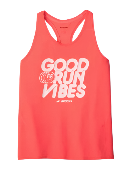 ブルックス Brooks Distance Tank 3.0 レディース シャツ トップス Neo Cayenne/Good Run Vibes Brooks | Distance Tank 3.0 | Women's | Neo Cayenne/Run Good