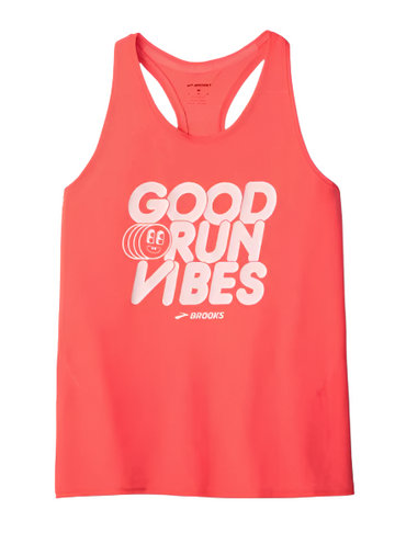 WOMEN'S BROOKS DISTANCE TANK 3.0 | NEO CAYENNE / GOOD RUN VIBES