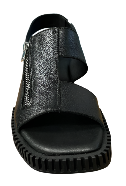 WOMEN'S DJANGO & JULIETTE INGLISH SANDAL | BLACK TUMBLED LEATHER / BLACK SOLE