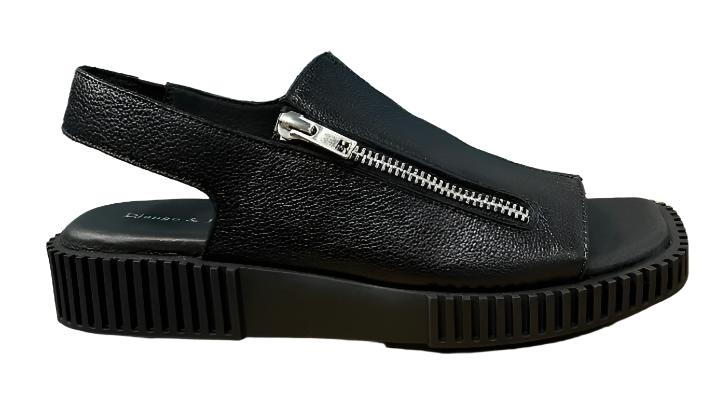 WOMEN'S DJANGO & JULIETTE INGLISH SANDAL | BLACK TUMBLED LEATHER / BLACK SOLE