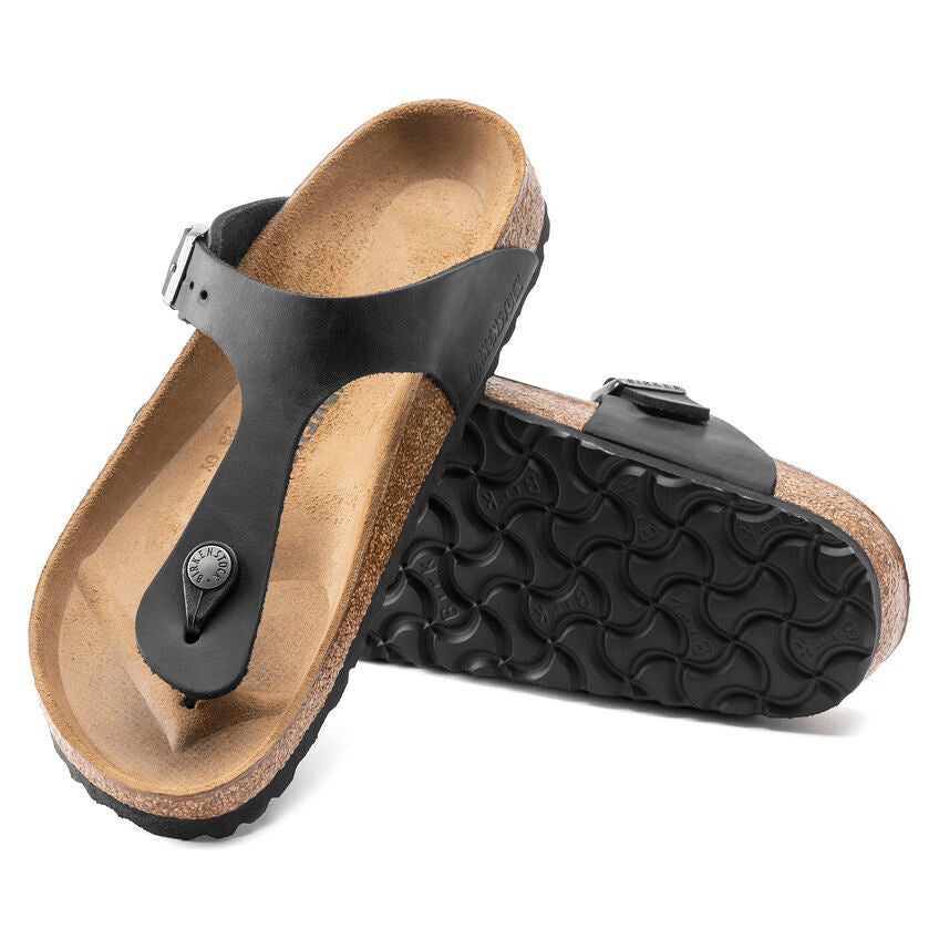 WOMEN'S BIRKENSTOCK GIZEH | BLACK OILED LEATHER