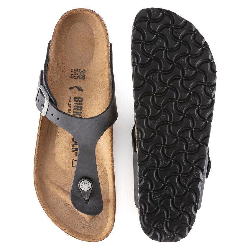 WOMEN'S BIRKENSTOCK GIZEH | BLACK OILED LEATHER