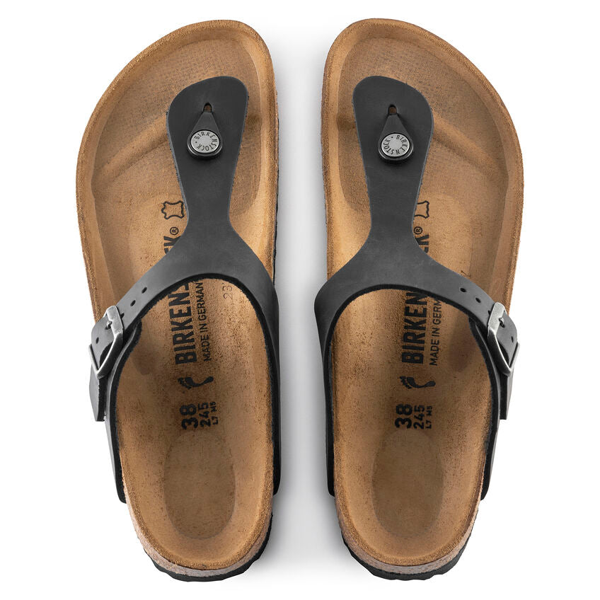 WOMEN'S BIRKENSTOCK GIZEH | BLACK OILED LEATHER