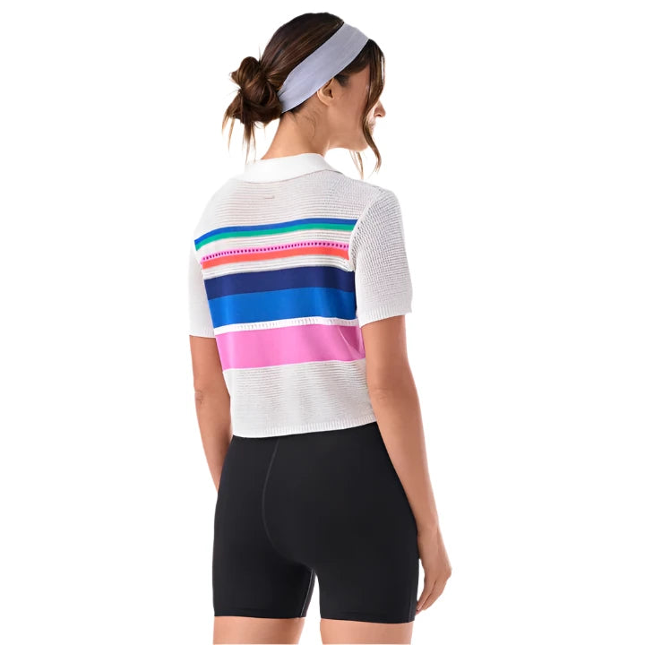 WOMEN'S TAVI PREP POLO SWEATER | THRIVE STRIPE