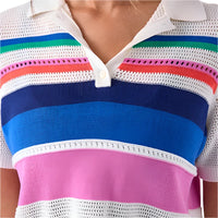 WOMEN'S TAVI PREP POLO SWEATER | THRIVE STRIPE