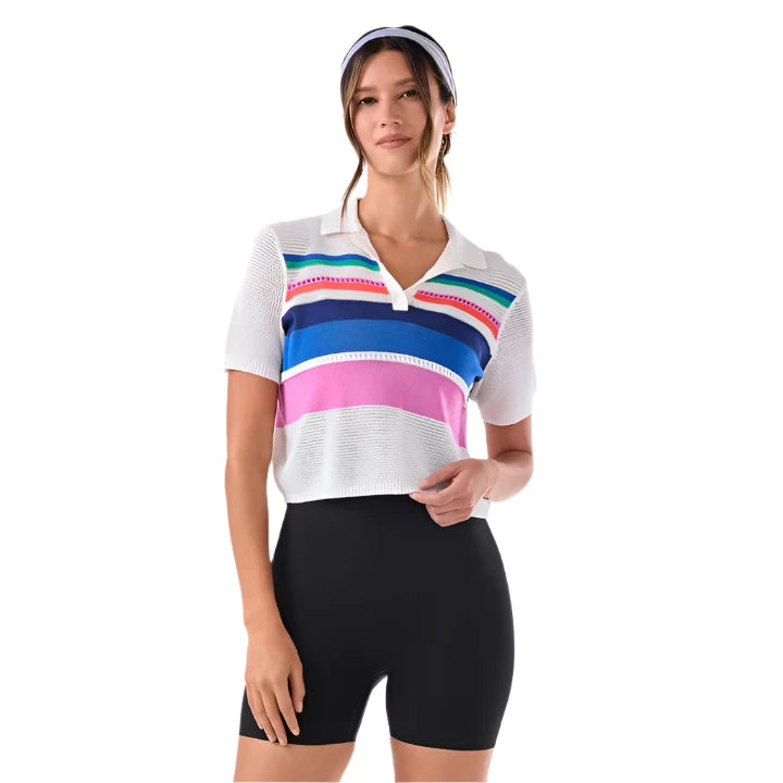 WOMEN'S TAVI PREP POLO SWEATER | THRIVE STRIPE