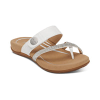 WOMEN'S AETREX IZZY ADJUSTABLE SLIDE SANDAL | SPARKLE WHITE