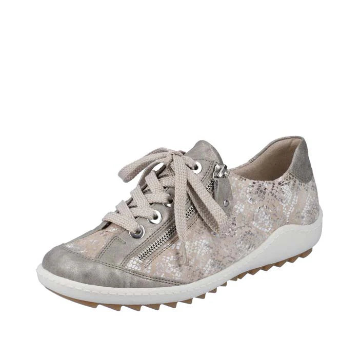 WOMEN'S REMONTE LIV 02 ZIP SNEAKER | PERLE / BEIGE-METALLIC