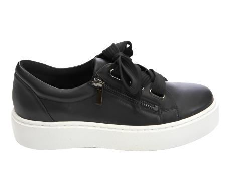 WOMEN'S VANELI YUCEL SIDE ZIP LACE UP SNEAKER | BLACK MARGE NAPPA