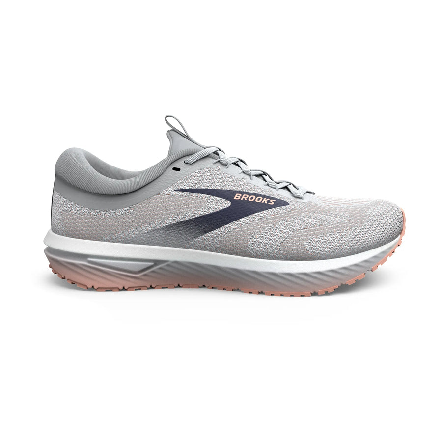 WOMEN'S BROOKS REVEL 7 | OYSTER / WHITE / TROPICAL PEACH