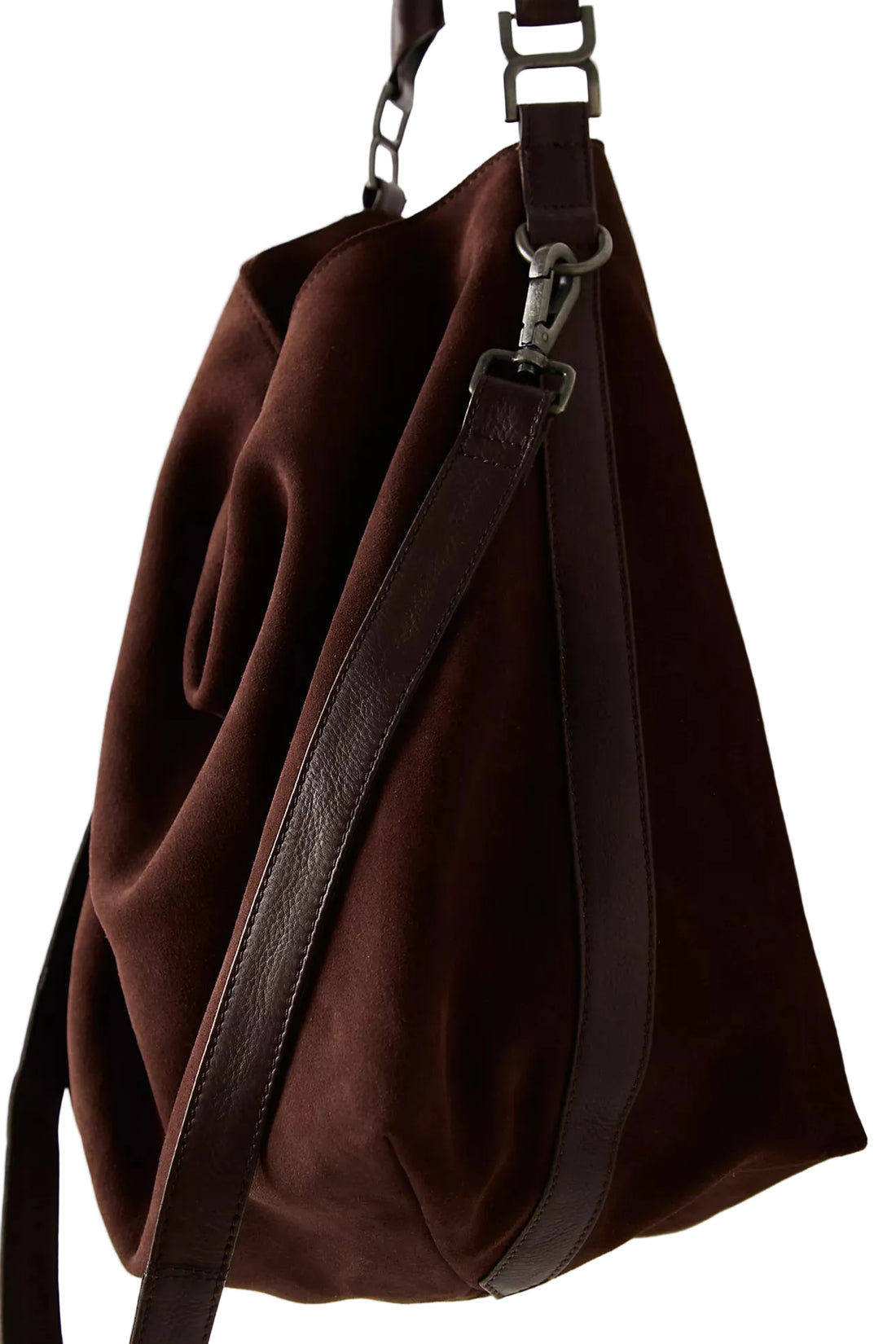 WOMEN'S FREE PEOPLE SUZIE SUEDE SLOUCH TOTE | ESPRESSO