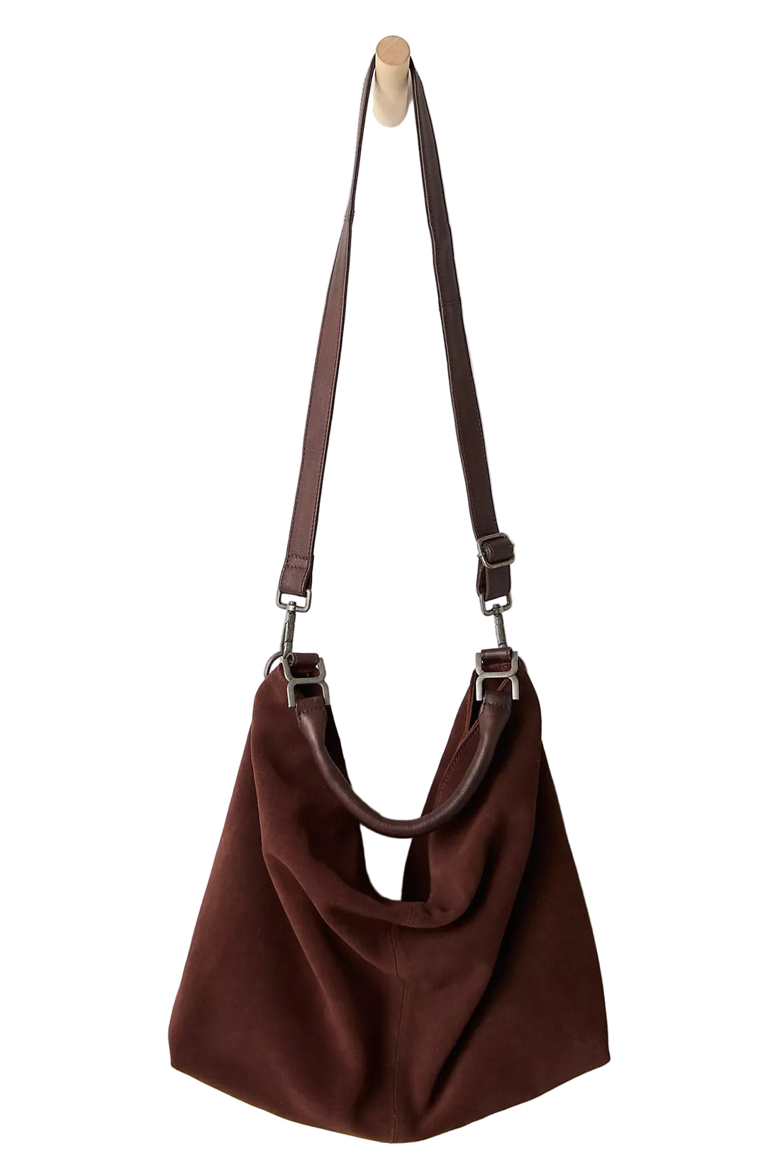 WOMEN'S FREE PEOPLE SUZIE SUEDE SLOUCH TOTE | ESPRESSO