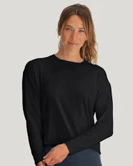 WOMEN'S FREE FLY BAMBOO SHADE CROSSOVER LONG SLEEVE | BLACK