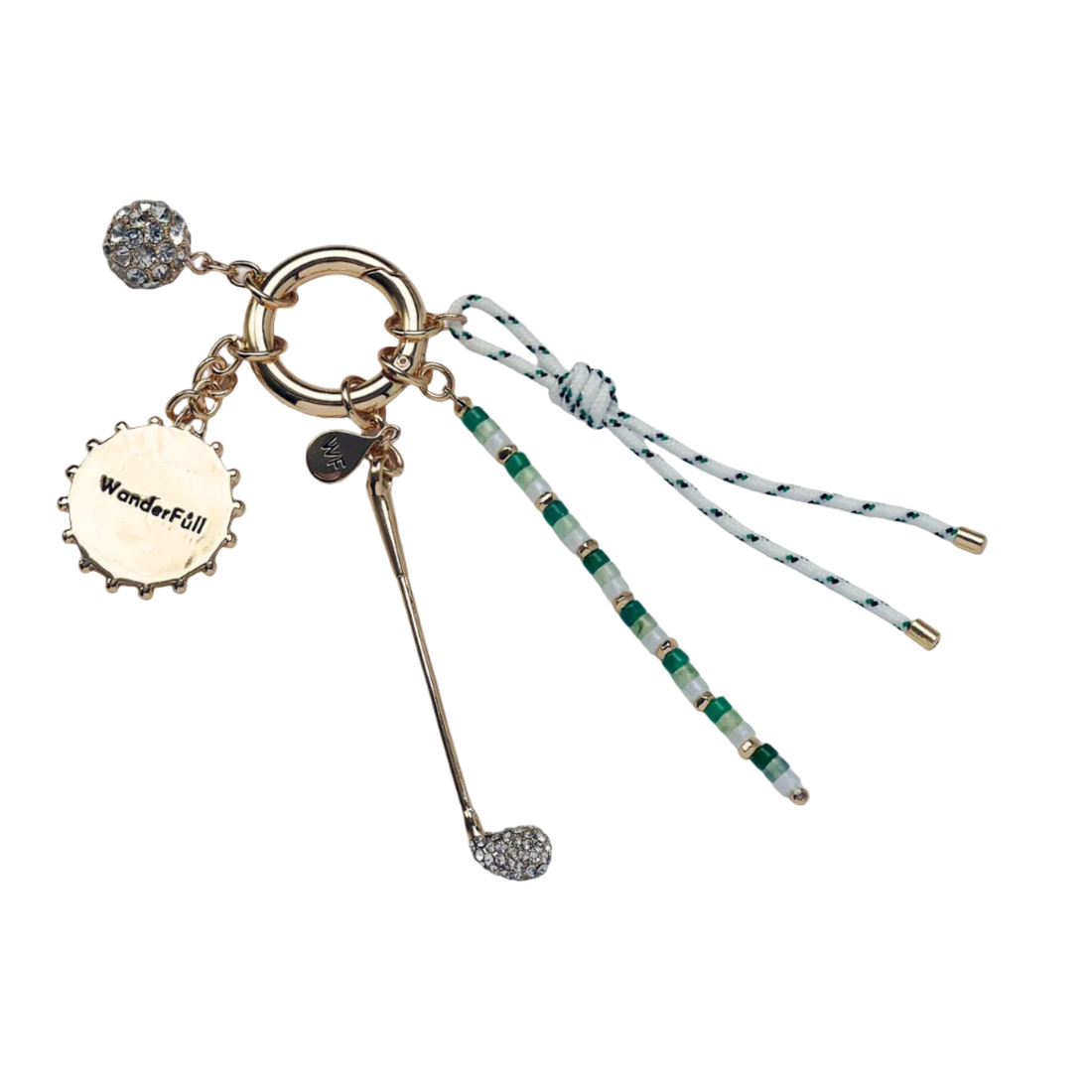 QUEEN OF THE GREEN GOLF BAG CHARM LUXURY GOLD ACCESSORY AND KEYCHAIN | GOLD