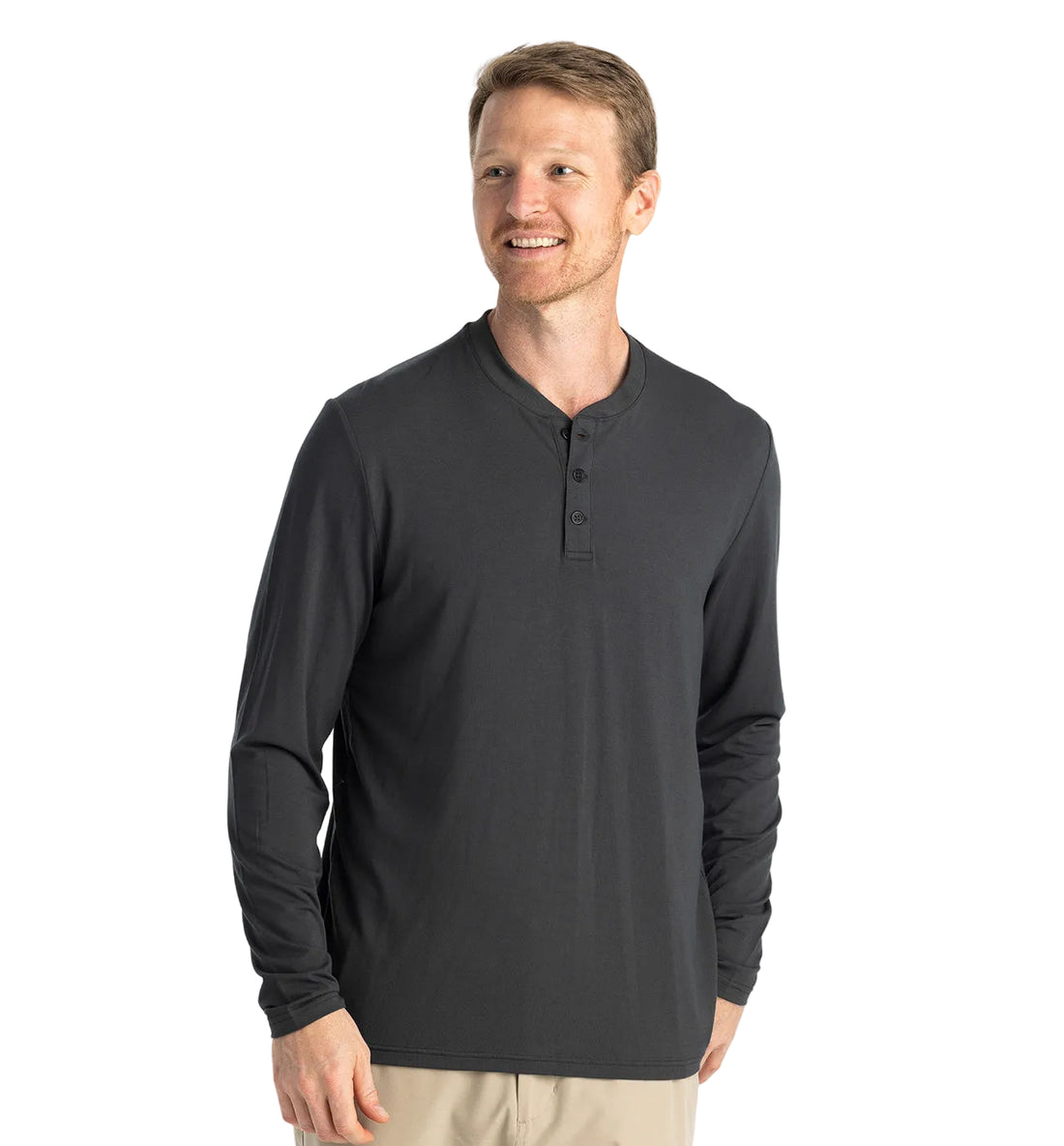 MEN'S FREE FLY BAMBOO FLEX LONG SLEEVE HENLEY | BLACK SAND