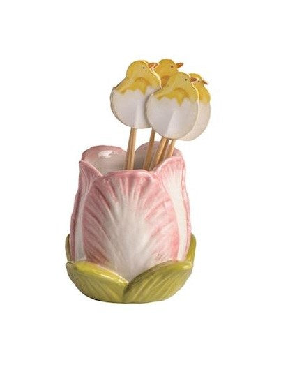MUDPIE FLOWER EASTER TOOTHPICK HOLDER | PINK