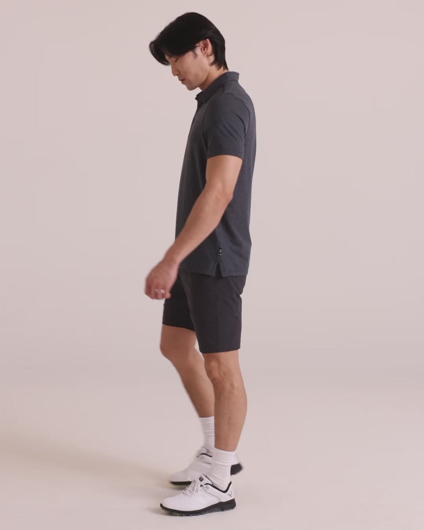 MEN'S SAXX DROPTEMP ALL DAY COOLING UPF PERFORMANCE POLO | CORAL RED HEATHER