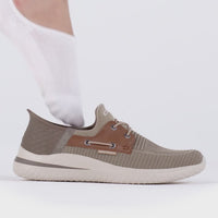 MEN'S SKECHERS SLIP-INS RELAXED DELSON 3.0-ROTH | TAUPE / BROWN