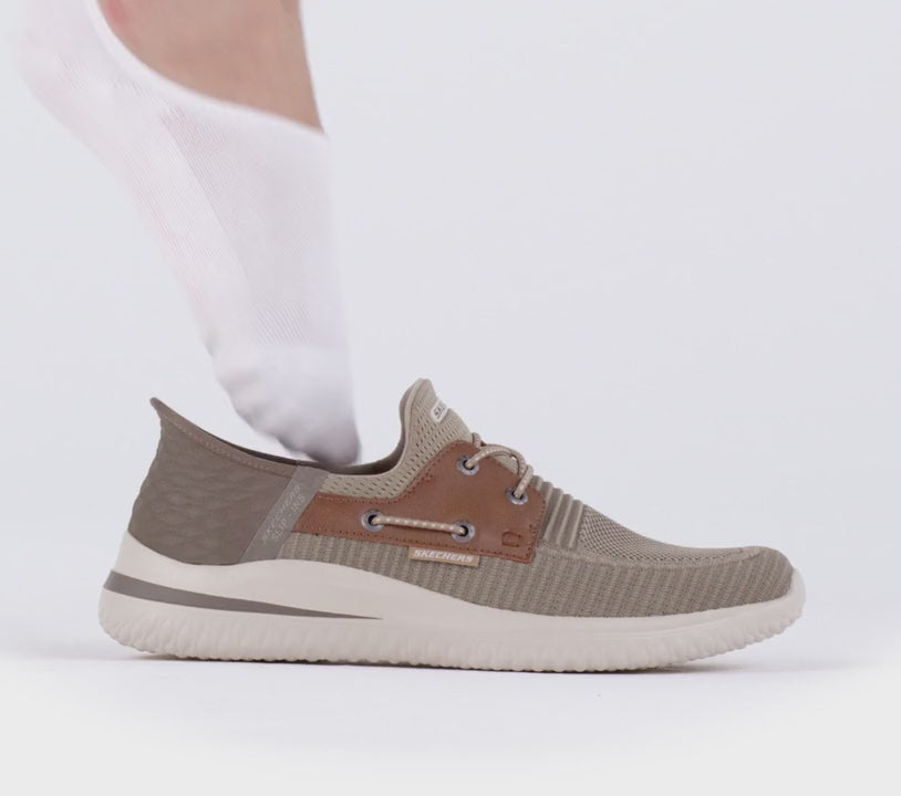 MEN'S SKECHERS SLIP-INS RELAXED DELSON 3.0-ROTH | TAUPE / BROWN