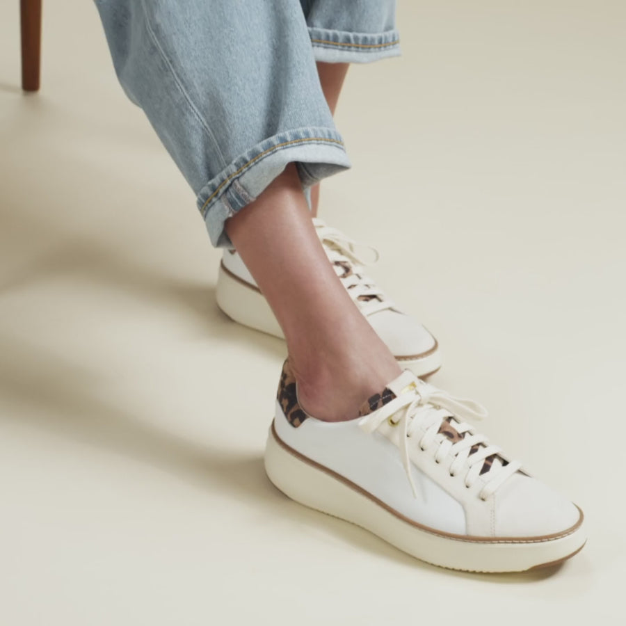 WOMEN'S COLE HAAN GRANDPRØ TOPSPIN SNEAKER | WHITE / PINE PATENT