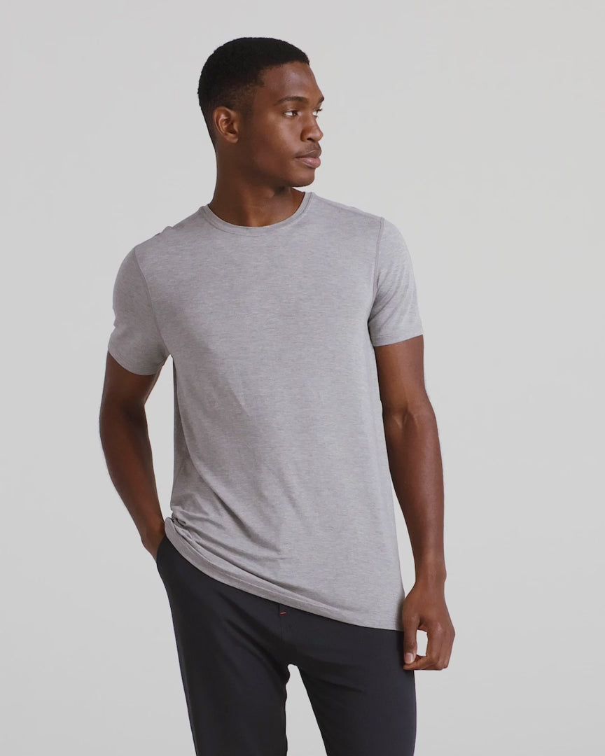 MEN'S SAXX SNOOZE SHORT SLEEVE TEE | DARK GREY HEATHER