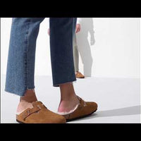 WOMEN'S BIRKENSTOCK BOSTON SHEARLING SUEDE LEATHER | ANTIQUE WHITE