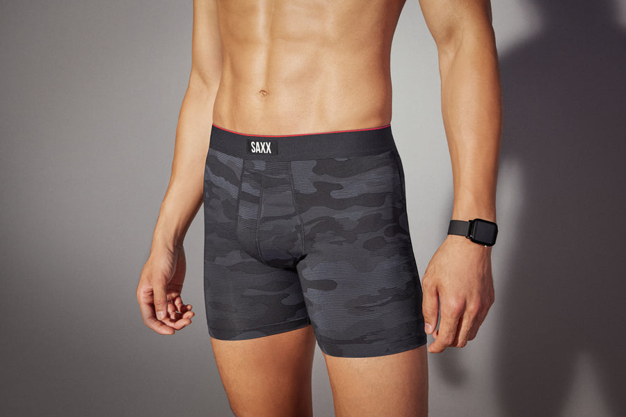 MEN'S SAXX MULTI-SPORT PERFORMANCE BOXER BRIEF 6" | REMOTE CAMO - FADED BLACK