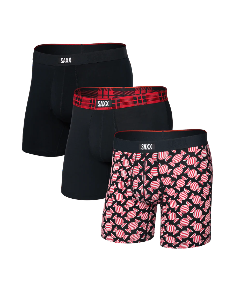 MEN'S SAXX VIBE XTRA SOFT COMFORT | SWEET STRIPE | CHECK WAISTBAND | BLACK