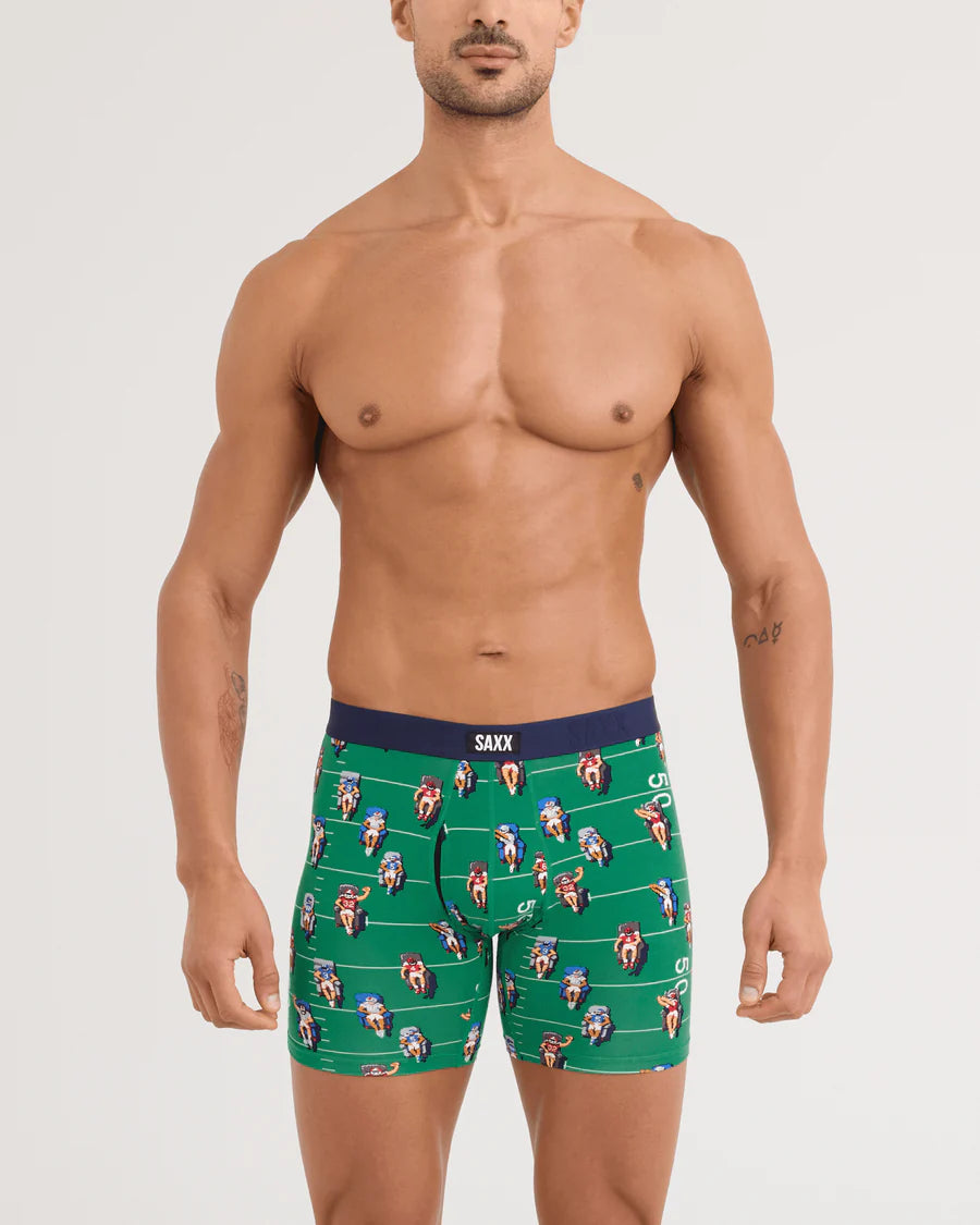 MEN'S SAXX VIBE XTRA SOFT COMFORT BOXER BRIEF 6" | ARMCHAIR QB / LAWN GREEN