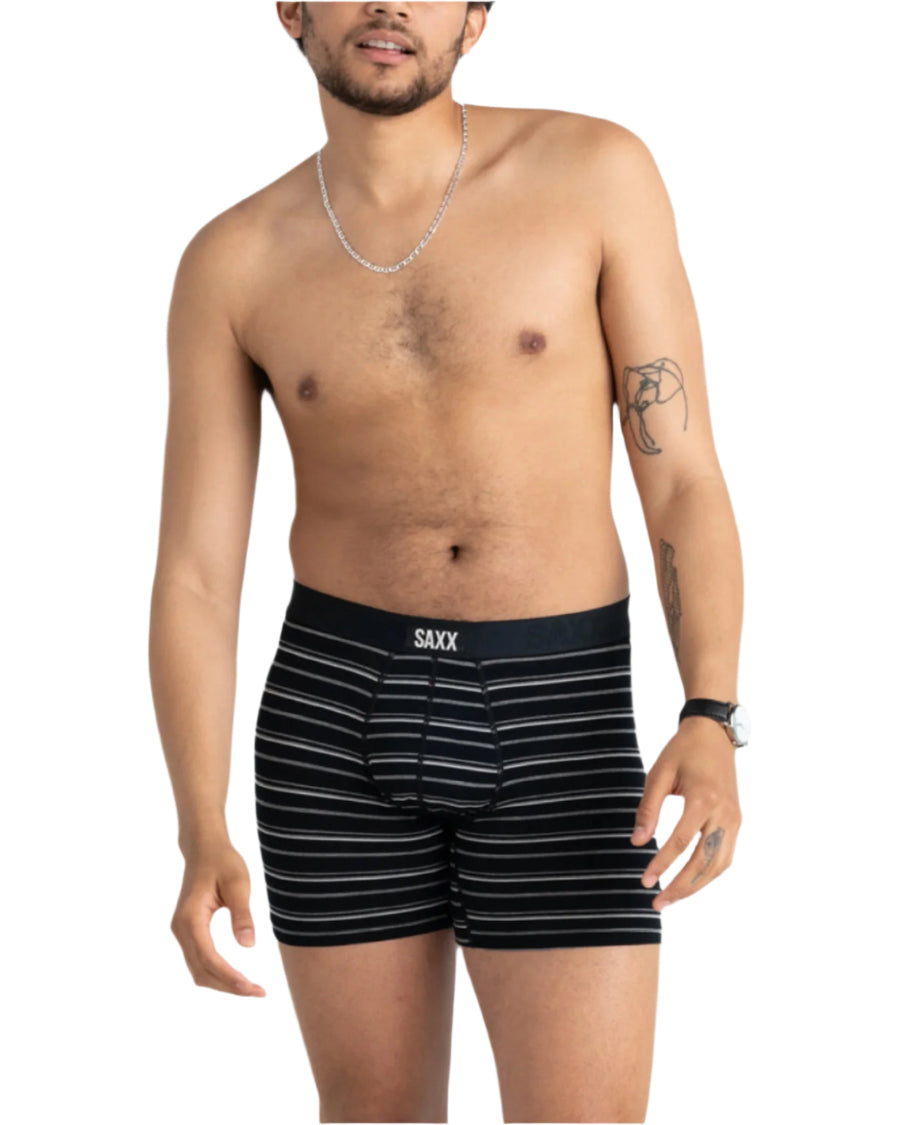 MEN'S SAXX VIBE XTRA SOFT COMFORT BOXER BRIEF 6" | BLACK COAST STRIPE