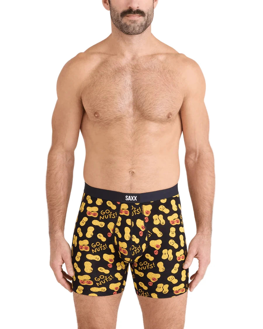 MEN'S SAXX VIBE XTRA SOFT COMFORT BOXER BRIEF 6" | GO NUTS | BLACK