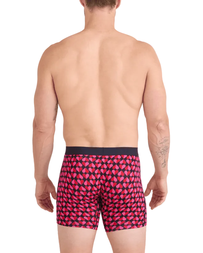 MEN'S SAXX VIBE XTRA SOFT COMFORT 6" BOXER BRIEF | LOVE CHECK BABY| BLACK