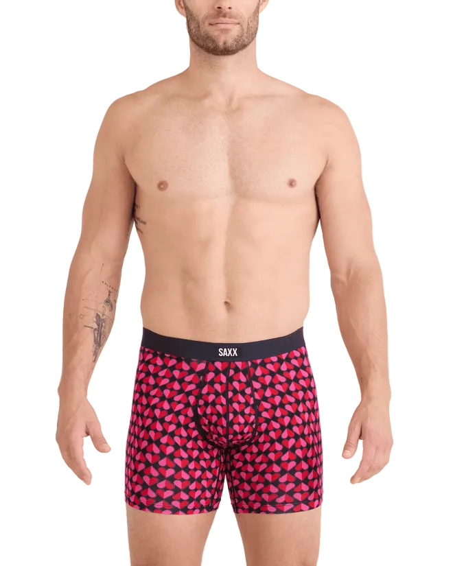 MEN'S SAXX VIBE XTRA SOFT COMFORT 6" BOXER BRIEF | LOVE CHECK BABY| BLACK