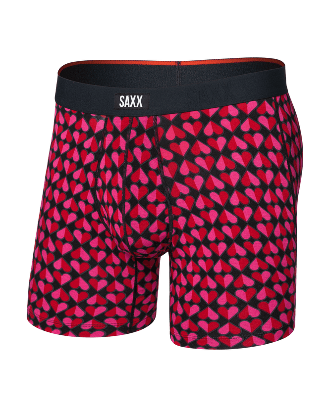 MEN'S SAXX VIBE XTRA SOFT COMFORT 6" BOXER BRIEF | LOVE CHECK BABY| BLACK