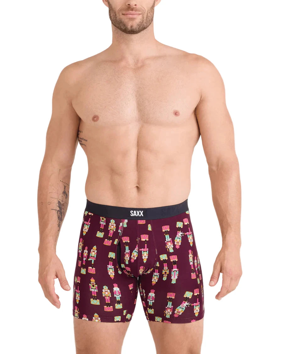 MEN'S SAXX VIBE XTRA SOFT COMFORT BOXER BRIEF 6" | NUTCRACKER | MAROON