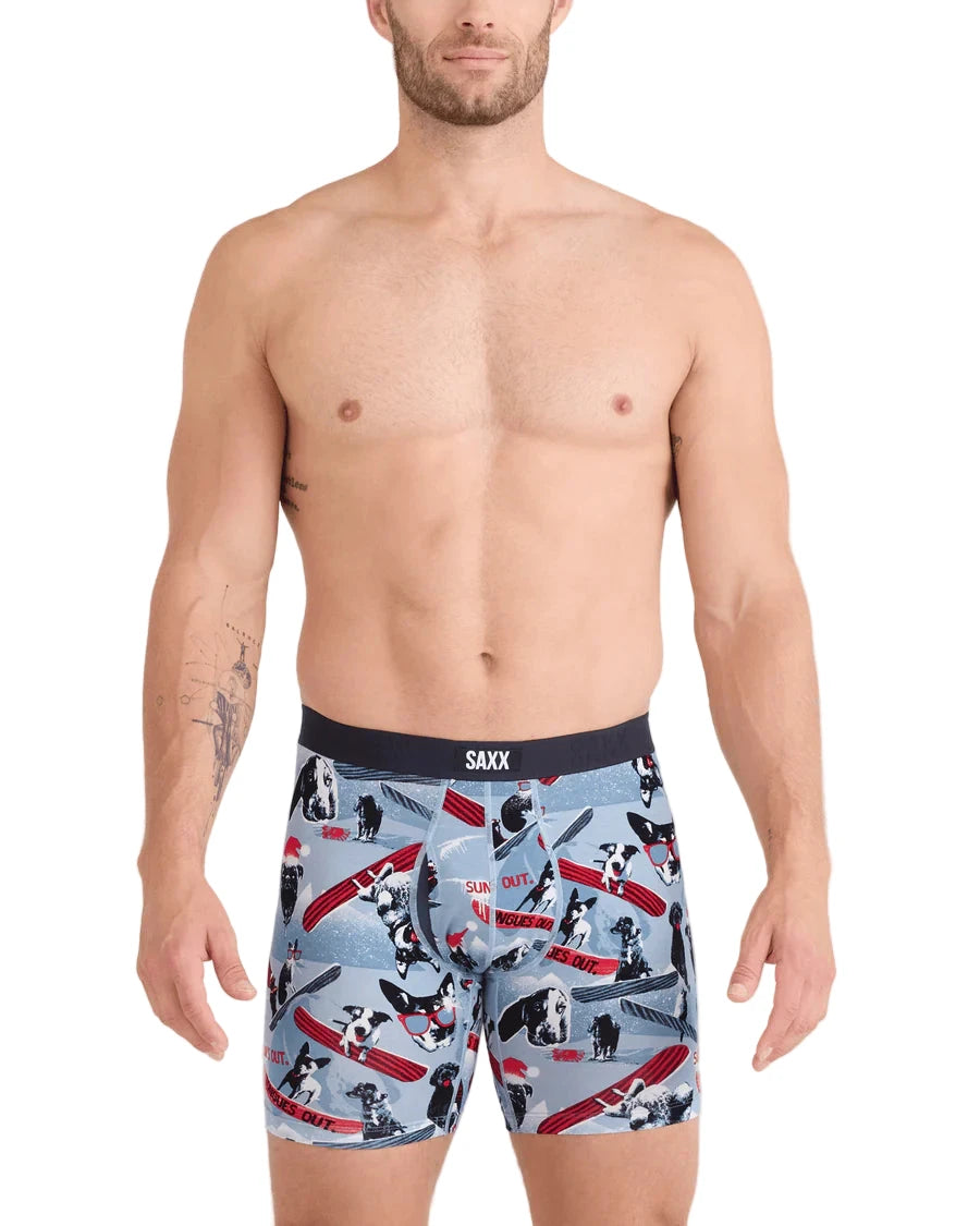 MEN'S SAXX VIBE XTRA SOFT COMFORT BOXER BRIEF 6" | WINTER DOGS | BLUE