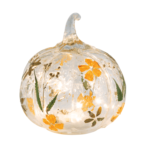 MUDPIE SMALL GATHER LED GLASS PUMPKIN | MULTI