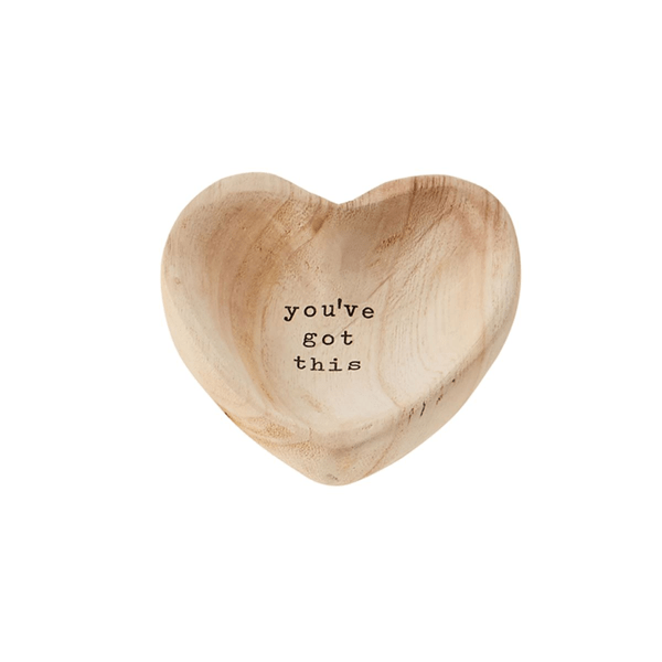 MUDPIE YOU GO THIS HEART WOOD TRINKET TRAY | BROWN
