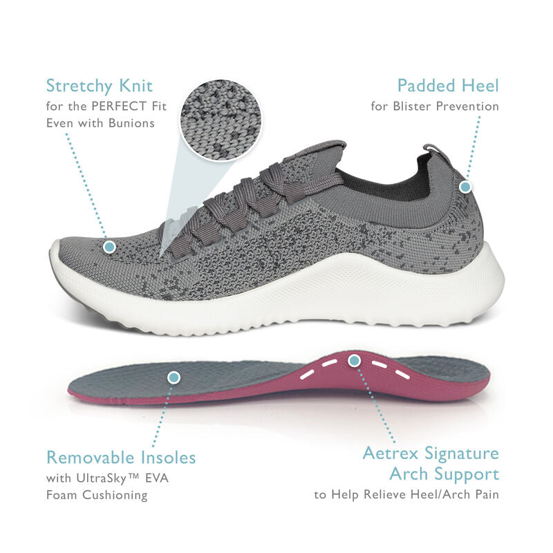 WOMEN'S AETREX CARLY SNEAKERS | GREY